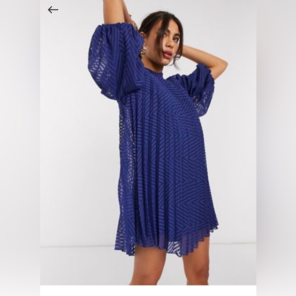 ASOS Royal Blue Chevron Print swing trapeze dress. Size 14